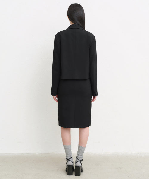 MUSINSA STANDARD WOMAN MUSINSA STANDARD WOMAN Women's Round Collar Short Blazer [Black]