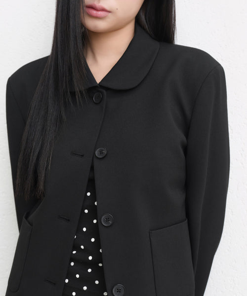 MUSINSA STANDARD WOMAN MUSINSA STANDARD WOMAN Women's Round Collar Short Blazer [Black]