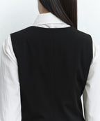 MUSINSA STANDARD WOMAN MUSINSA STANDARD WOMAN Women's Round Neck Tailored Vest [Black]