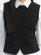 MUSINSA STANDARD WOMAN MUSINSA STANDARD WOMAN Women's Round Neck Tailored Vest [Black]