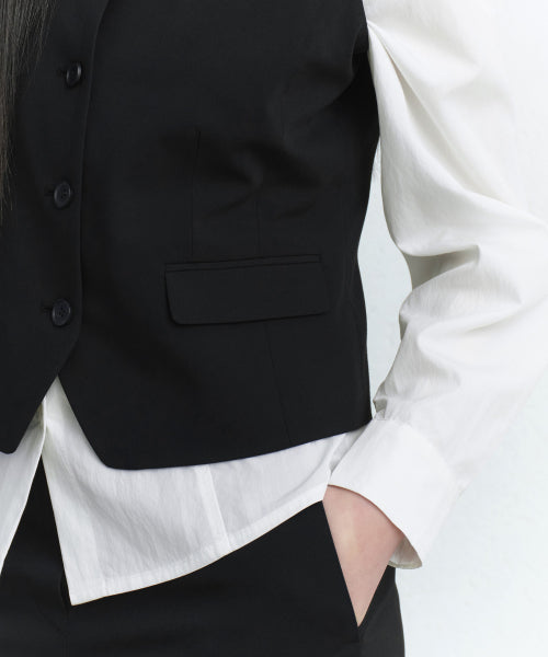 MUSINSA STANDARD WOMAN MUSINSA STANDARD WOMAN Women's Round Neck Tailored Vest [Black]
