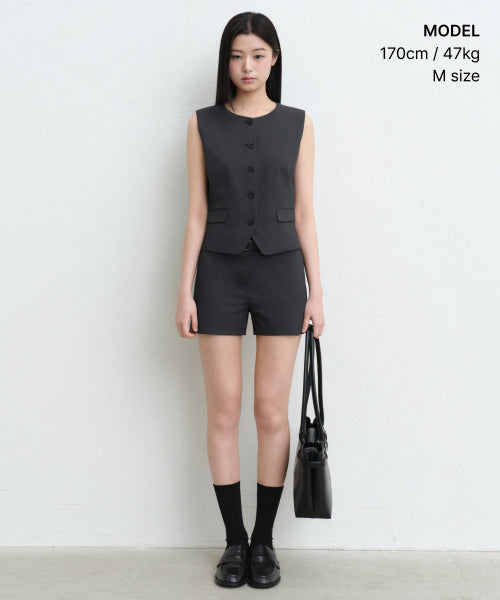 MUSINSA STANDARD WOMAN MUSINSA STANDARD WOMAN Women's Round Neck Tailored Vest [Gray]