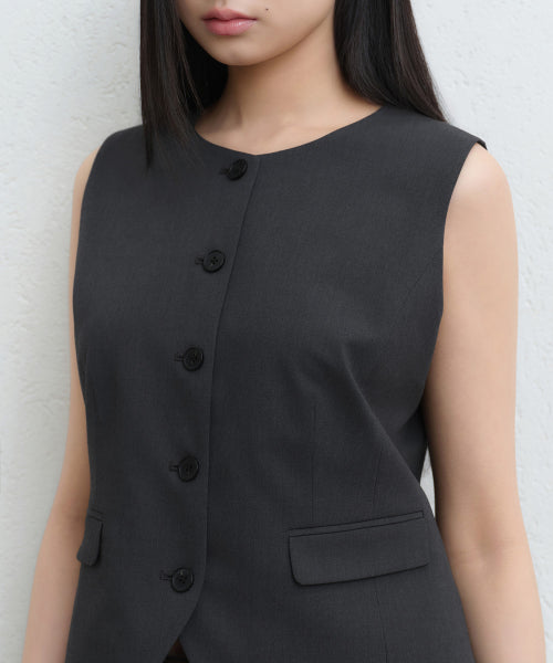 MUSINSA STANDARD WOMAN MUSINSA STANDARD WOMAN Women's Round Neck Tailored Vest [Gray]