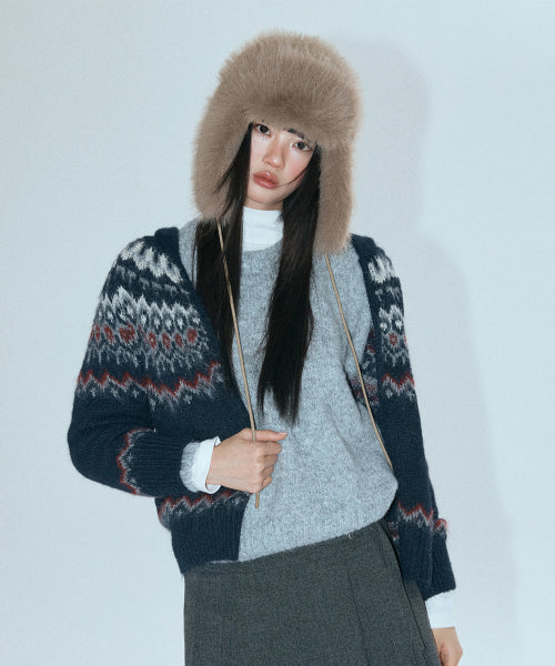 MIXXO MIXXO Hairy Loose Fit Round Neck Pullover C