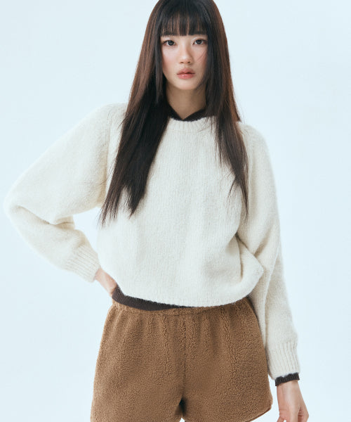 MIXXO MIXXO Hairy Loose Fit Round Neck Pullover C