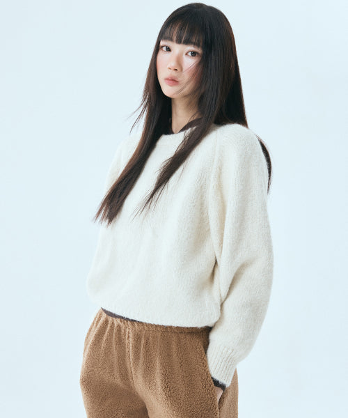 MIXXO MIXXO Hairy Loose Fit Round Neck Pullover C