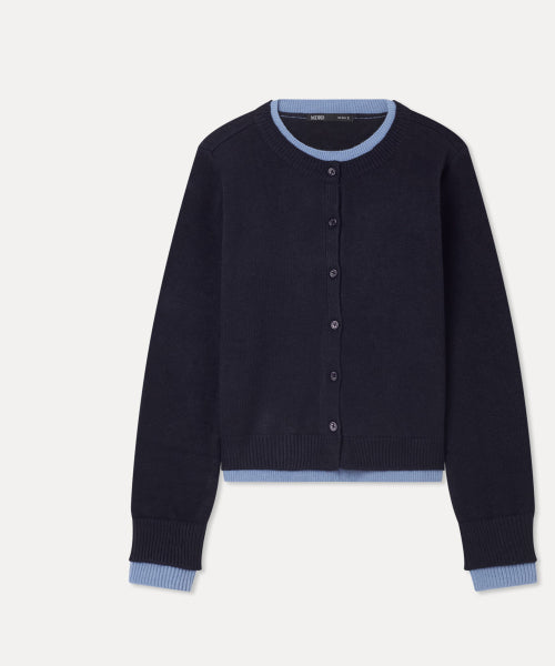 MIXXO MIXXO Color Combination Layered Button Pullover (C)