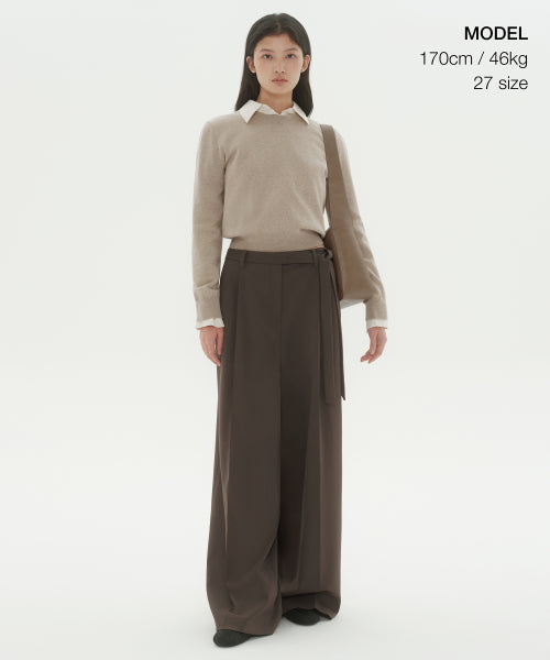 MUSINSA STANDARD WOMAN MUSINSA STANDARD WOMAN Slacks Waist Strap Wide [Khaki Brown]