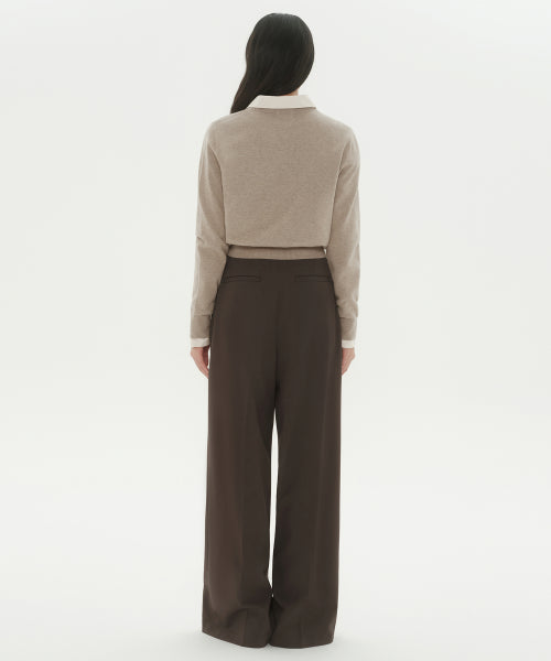 MUSINSA STANDARD WOMAN MUSINSA STANDARD WOMAN Slacks Waist Strap Wide [Khaki Brown]