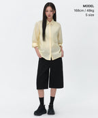 MUSINSA STANDARD WOMAN MUSINSA STANDARD WOMAN Relaxed Oxford Shirt Lemon Cream