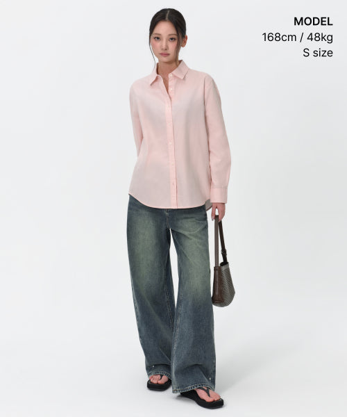 MUSINSA STANDARD WOMAN MUSINSA STANDARD WOMAN Relaxed Oxford Shirt [Rose Water]