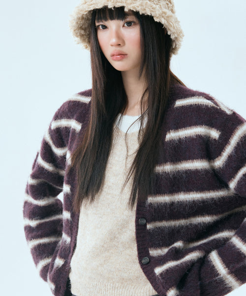 MIXXO MIXXO Hairy Striped Cardigan Women S
