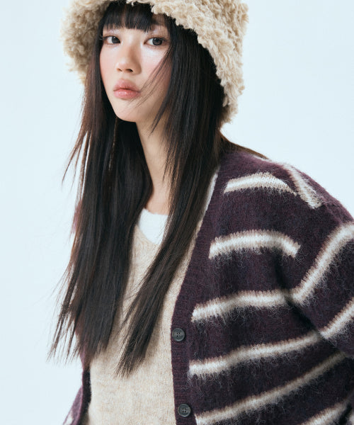 MIXXO MIXXO Hairy Striped Cardigan Women S