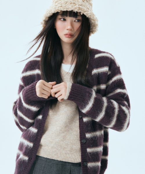 MIXXO MIXXO Hairy Striped Cardigan Women S