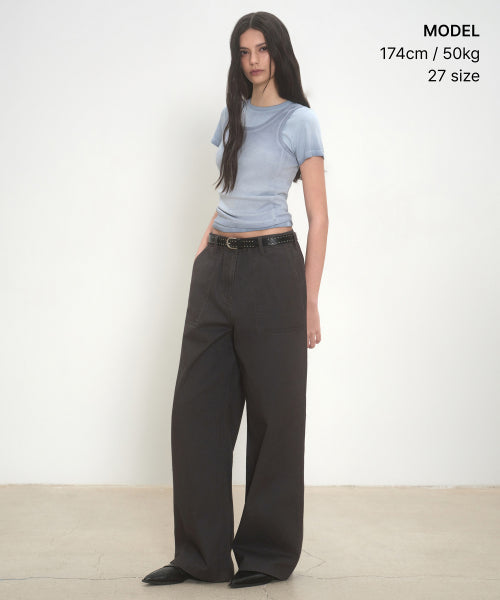 MUSINSA STANDARD WOMAN MUSINSA STANDARD WOMAN Women's Wide Fertig Pants [Dark Gray]