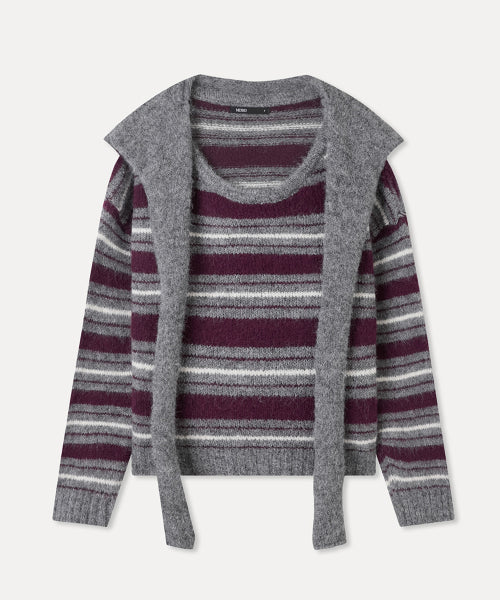MIXXO MIXXO Hoodie Hooded Layered Striped Pullover
