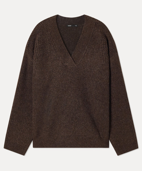 MIXXO MIXXO V-neck loose fit ribbed pullover (C)