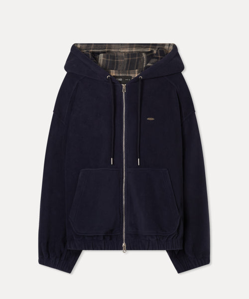 MIXXO MIXXO Hoodie Check Color Fleece Zip-Up (C, S)