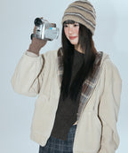 MIXXO MIXXO Hoodie Check Color Fleece Zip-Up (C, S)
