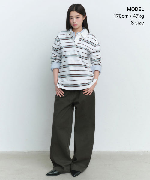 MUSINSA STANDARD WOMAN MUSINSA STANDARD WOMAN Women's Relaxed Multi-Stripe Rugby Shirt (White)