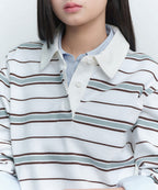 MUSINSA STANDARD WOMAN MUSINSA STANDARD WOMAN Women's Relaxed Multi-Stripe Rugby Shirt (White)