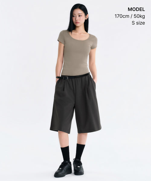 MUSINSA STANDARD WOMAN MUSINSA STANDARD WOMAN T-Shirt Slim Scoop Neck [Dusty Beige] - Size S