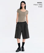 MUSINSA STANDARD WOMAN MUSINSA STANDARD WOMAN T-Shirt Slim Scoop Neck [Dusty Beige] - Size S
