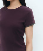MUSINSA STANDARD WOMAN MUSINSA STANDARD WOMAN Women's Layered Hem Slim T-Shirt [Plum]