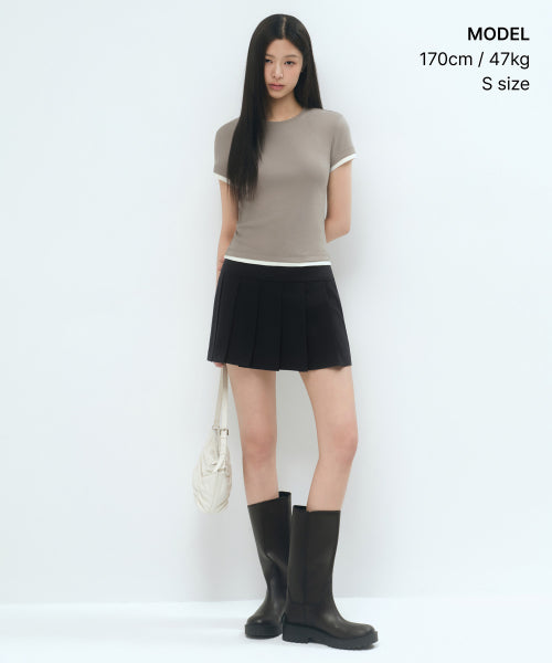 MUSINSA STANDARD WOMAN MUSINSA STANDARD WOMAN Women's Layered Hem Slim T-Shirt Dusty Beige