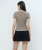 MUSINSA STANDARD WOMAN MUSINSA STANDARD WOMAN Women's Layered Hem Slim T-Shirt Dusty Beige