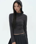 MUSINSA STANDARD WOMAN MUSINSA STANDARD WOMAN Women's Drape Hooded Long Sleeve T-Shirt (Size M)