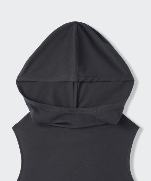 MUSINSA STANDARD WOMAN MUSINSA STANDARD WOMAN Drape Hooded Sleeveless Top (Dark Gray)