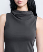 MUSINSA STANDARD WOMAN MUSINSA STANDARD WOMAN Drape Hooded Sleeveless Top (Dark Gray)