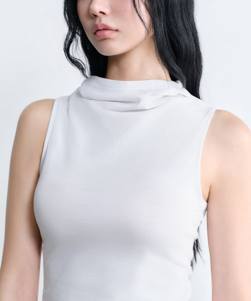 MUSINSA STANDARD WOMAN MUSINSA STANDARD WOMAN Drape Hooded Sleeveless Top (White)