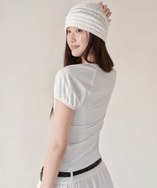 MUSINSA STANDARD WOMAN MUSINSA STANDARD WOMAN Women's Volume Sleeve Slim T-Shirt (White)