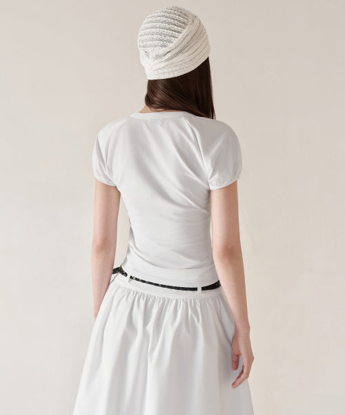 MUSINSA STANDARD WOMAN MUSINSA STANDARD WOMAN Women's Volume Sleeve Slim T-Shirt (White)