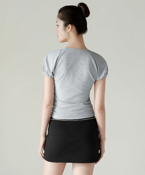 MUSINSA STANDARD WOMAN MUSINSA STANDARD WOMAN Women's Volume Sleeve Slim T-Shirt [Medium Gray]