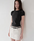MUSINSA STANDARD WOMAN MUSINSA STANDARD WOMAN Women's Volume Sleeve Slim T-Shirt [Black]