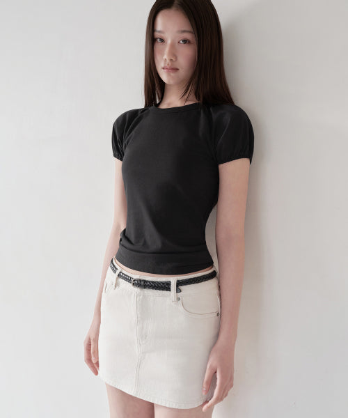 MUSINSA STANDARD WOMAN MUSINSA STANDARD WOMAN Women's Volume Sleeve Slim T-Shirt [Black]