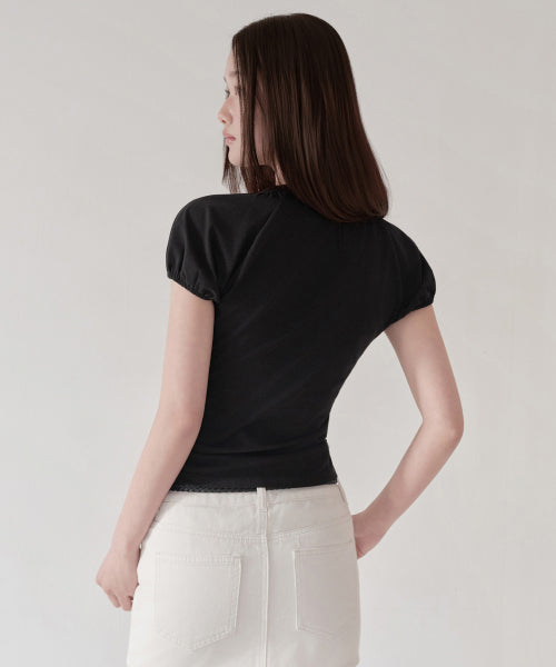 MUSINSA STANDARD WOMAN MUSINSA STANDARD WOMAN Women's Volume Sleeve Slim T-Shirt [Black]