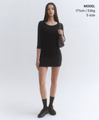 MUSINSA STANDARD WOMAN MUSINSA STANDARD WOMAN Jersey Mini Dress Black