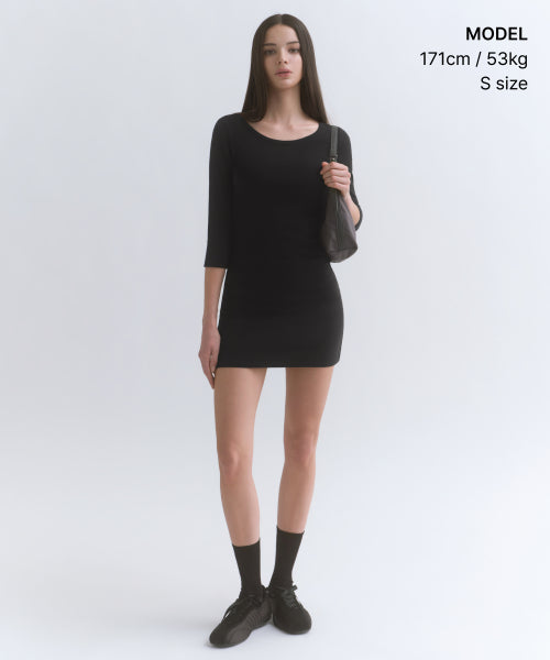 MUSINSA STANDARD WOMAN MUSINSA STANDARD WOMAN Jersey Mini Dress Black