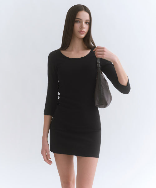 MUSINSA STANDARD WOMAN MUSINSA STANDARD WOMAN Jersey Mini Dress Black