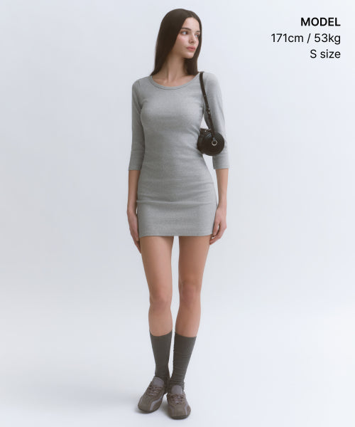 MUSINSA STANDARD WOMAN MUSINSA STANDARD WOMAN Jersey Mini Dress Medium Gray