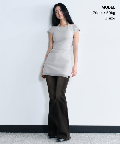 MUSINSA STANDARD WOMAN MUSINSA STANDARD WOMAN Women's Mesh Layered Jersey Dress (Size M)