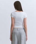 MUSINSA STANDARD WOMAN MUSINSA STANDARD WOMAN Women's Slim Boat Neck Cap Sleeve T-Shirt (White)