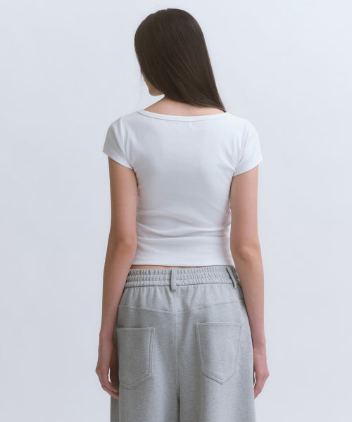 MUSINSA STANDARD WOMAN MUSINSA STANDARD WOMAN Women's Slim Boat Neck Cap Sleeve T-Shirt (White)
