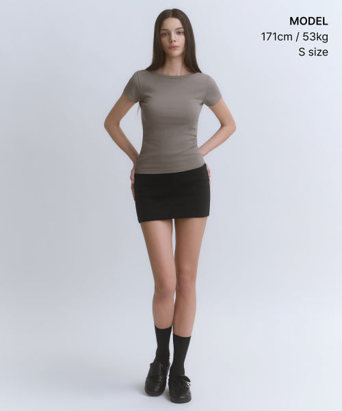 MUSINSA STANDARD WOMAN MUSINSA STANDARD WOMAN T-Shirt Slim Boat Neck