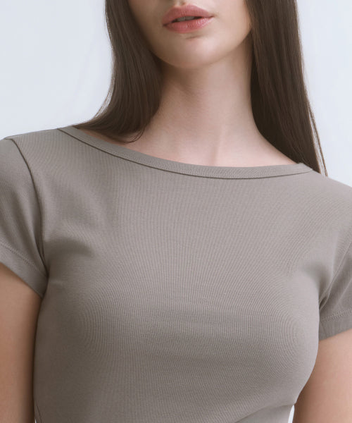 MUSINSA STANDARD WOMAN MUSINSA STANDARD WOMAN T-Shirt Slim Boat Neck