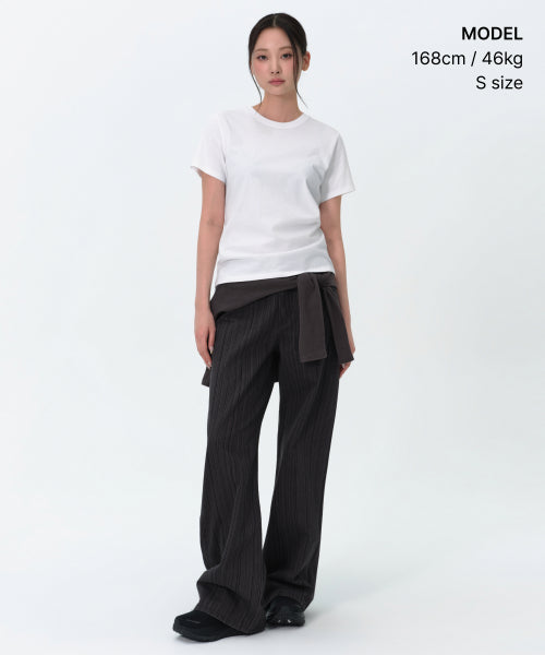 MUSINSA STANDARD WOMAN MUSINSA STANDARD WOMAN Women's Plain Crew Neck T-Shirt (White)